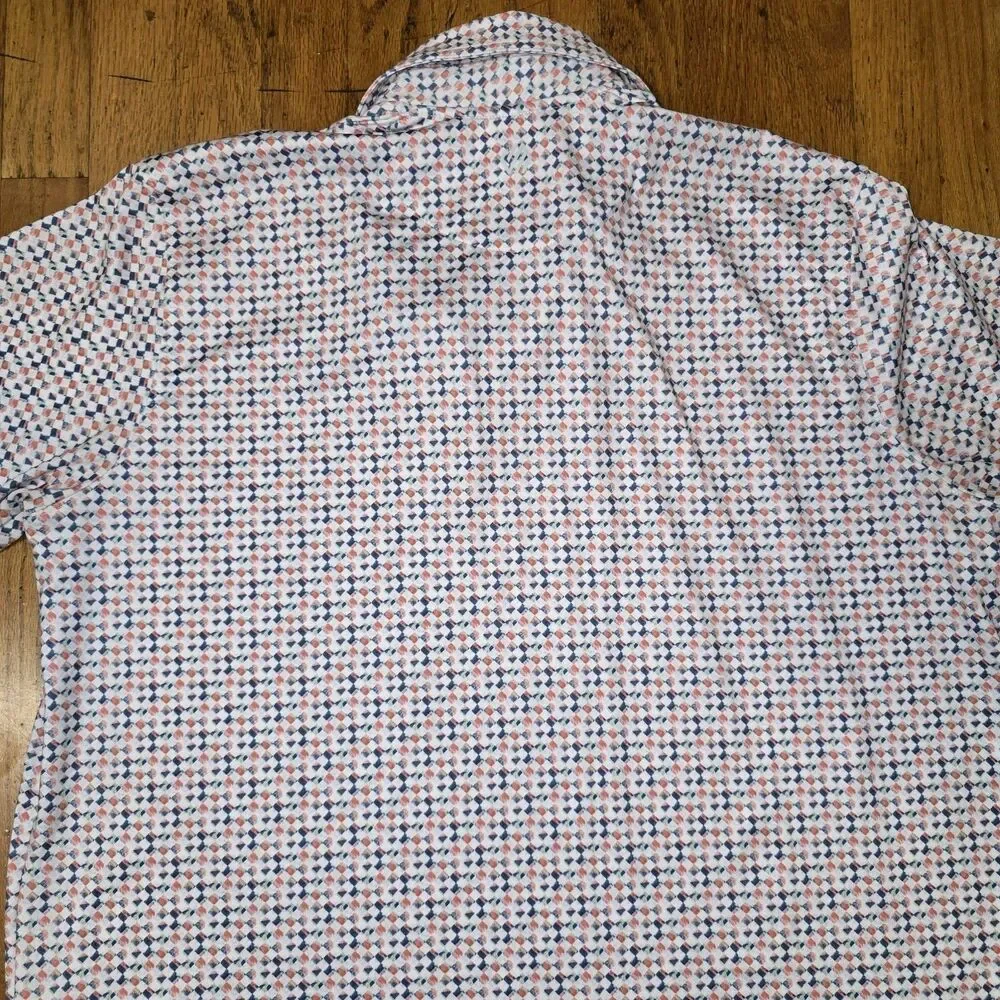 Johnston & Murphy Polo Shirt Mens XLarge XC4 Pastel Geometric Performance Golf
